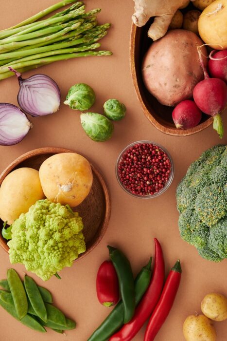 Fresh Vegetables on Brown Surface